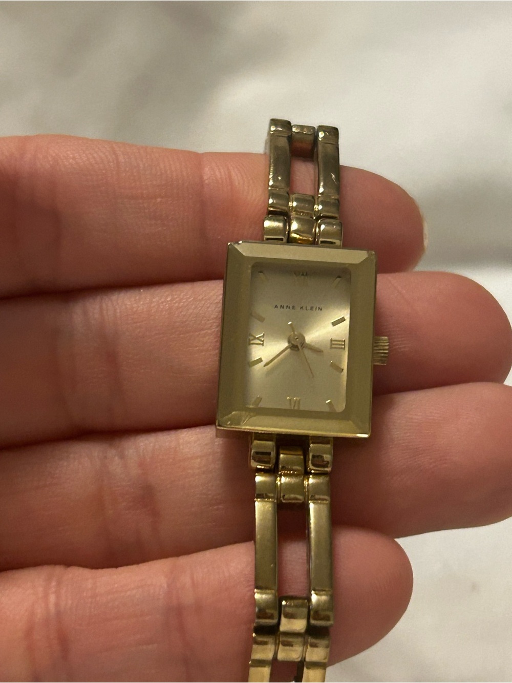 Anne Klein Gold-Tone Rectangular Bracelet Watch